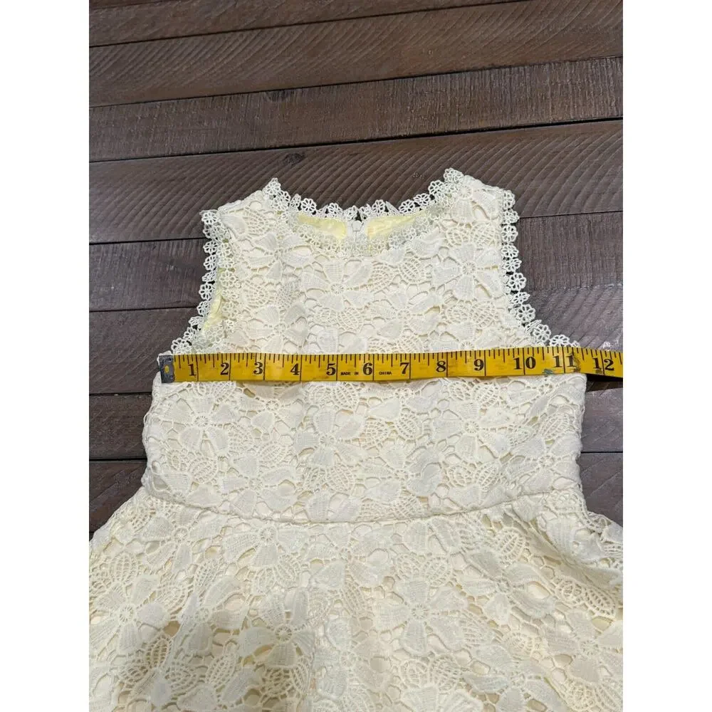 Rare Editions - Yellow Crochet A-Line Skater Dress - Girls Size 6